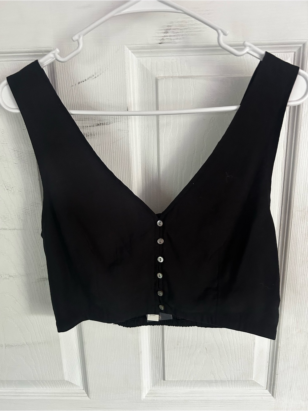 NWT Madewell Black Button Front Crop Top Tank Size 6
